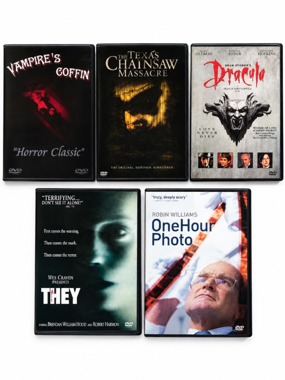 Movies  5-DVD Texas Chainsaw Massacre Dracula Vampire’s Coffin They One Hour